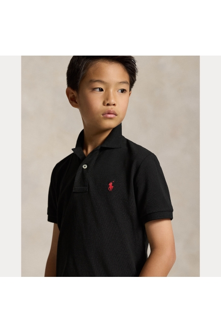 Ralph Lauren Slim Fit Cotton Mesh Polo jongens polo Zwart