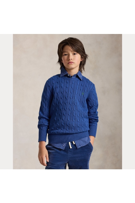 Ralph Lauren LS CABLE CN-TOPS-SWEATER jongens trui & sweat Blauw