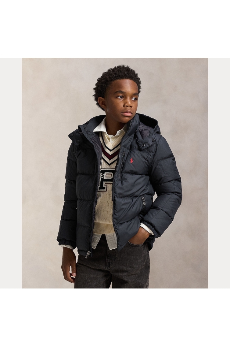 Ralph Lauren Gorham Down Hooded Jacket jongens jas & jack Zwart