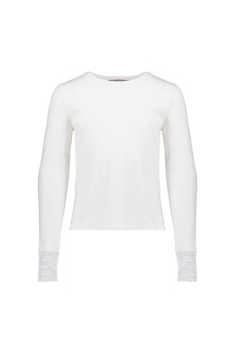 Geisha Shirt LS lace at sleeve meisjes trui & sweat Wit