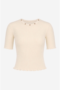 Nik & Nik Sanna Rib Top meisjes t-shirt & top Beige