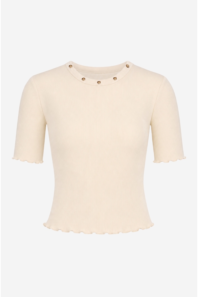 Nik & Nik Sanna Rib Top meisjes t-shirt & top Beige