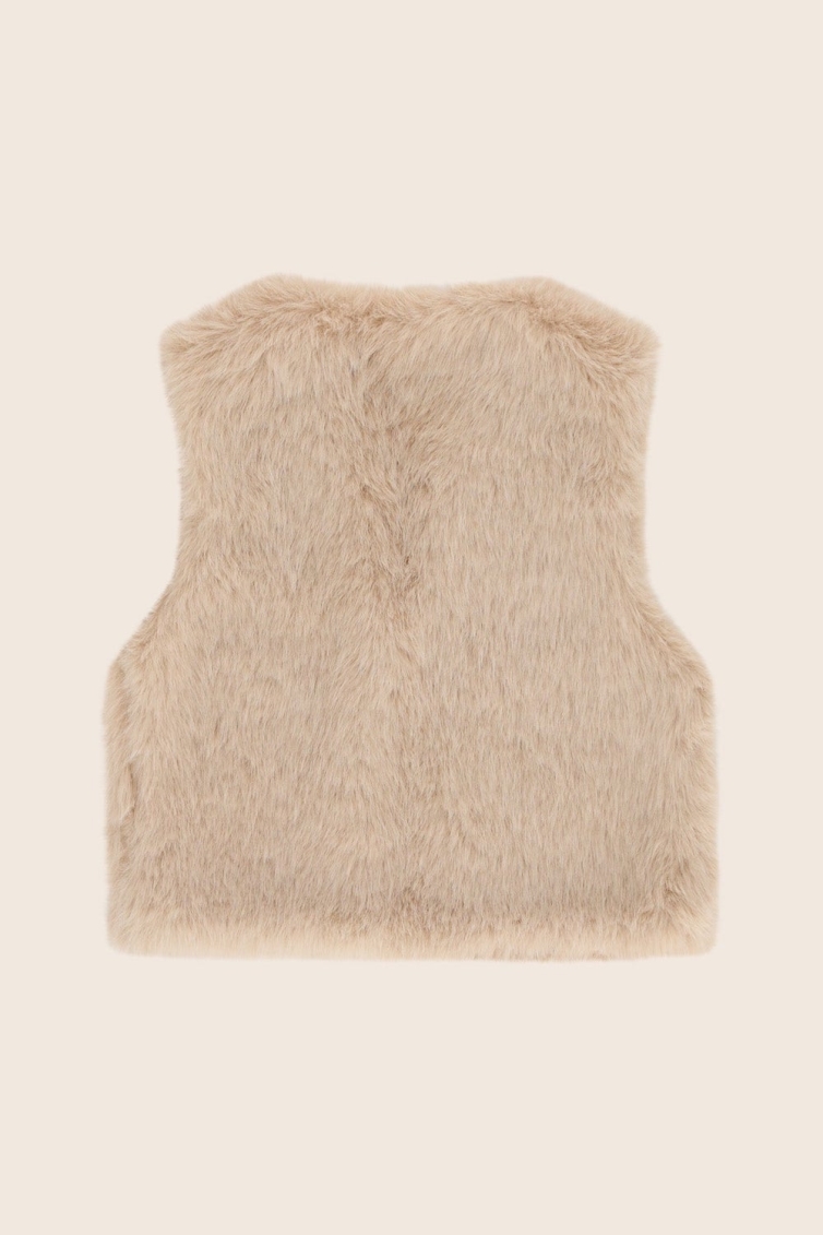 Like Flo Diam faux fur hairy gilet meisjes gilet Wit
